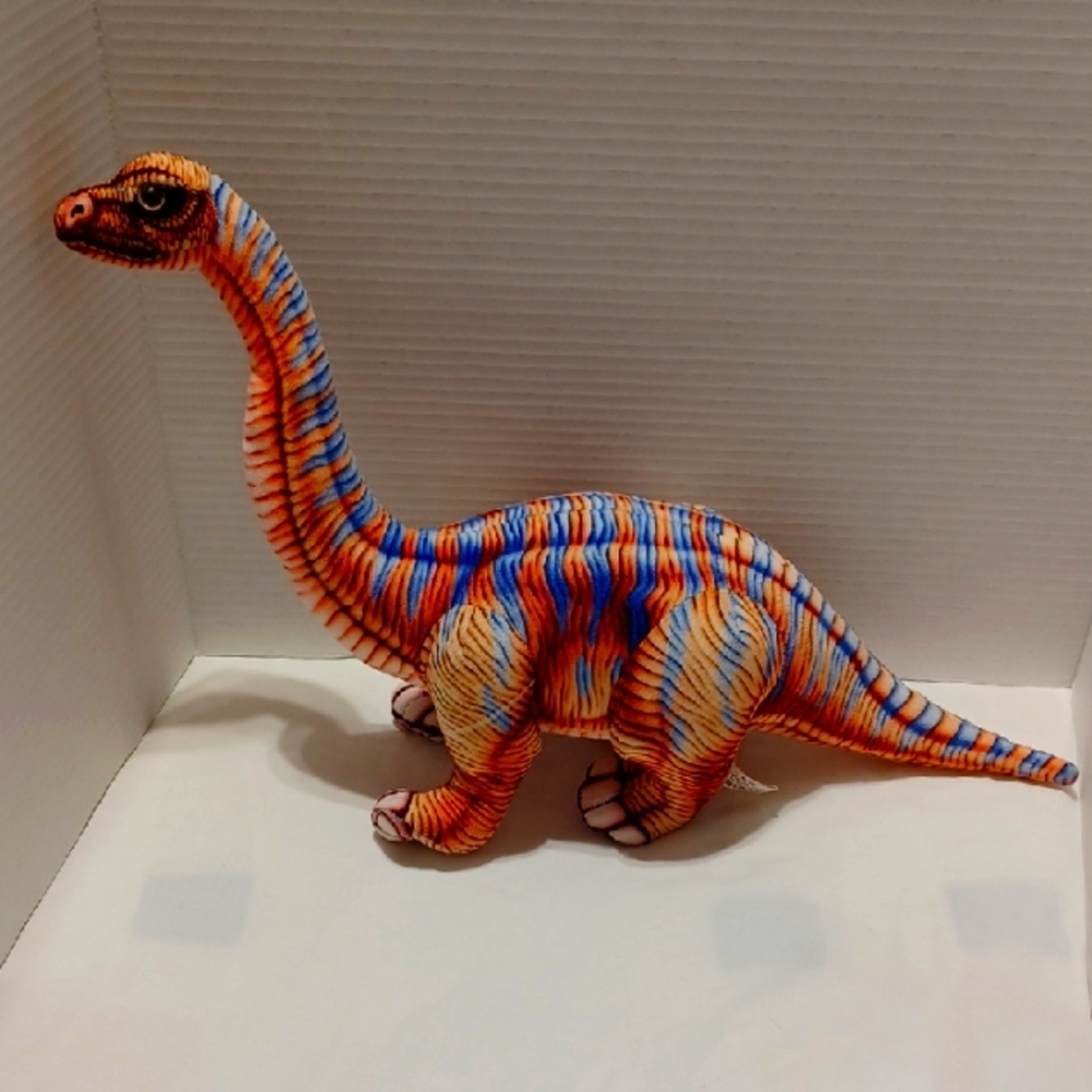 Geocentral Large 20" Apatosaurus Dinosaur Plush Toy Blue & Orange Colors
